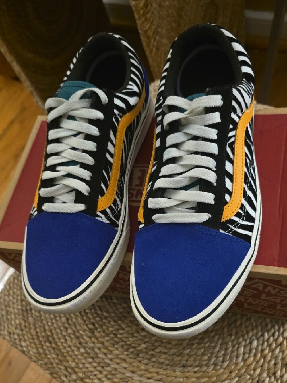 Vans Old Skool Zebra Print Sneakers - Blue/Black/Yellow - Picture 2 of 5